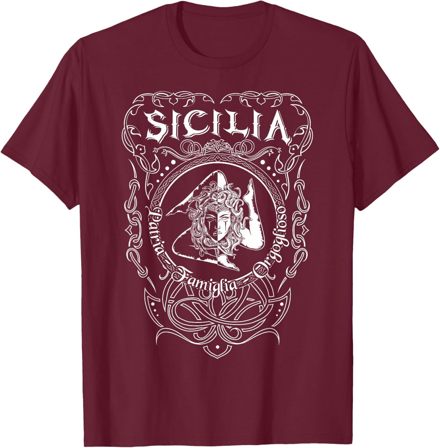 Sicilia Italy Trinacria Heraldry Home Pride Family T-Shirt - T-Shirt | Maroon