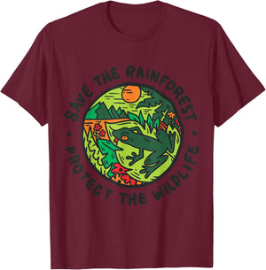 Save The Rainforest Protect The Wildlife Environment T-Shirt - T-Shirt | Maroon