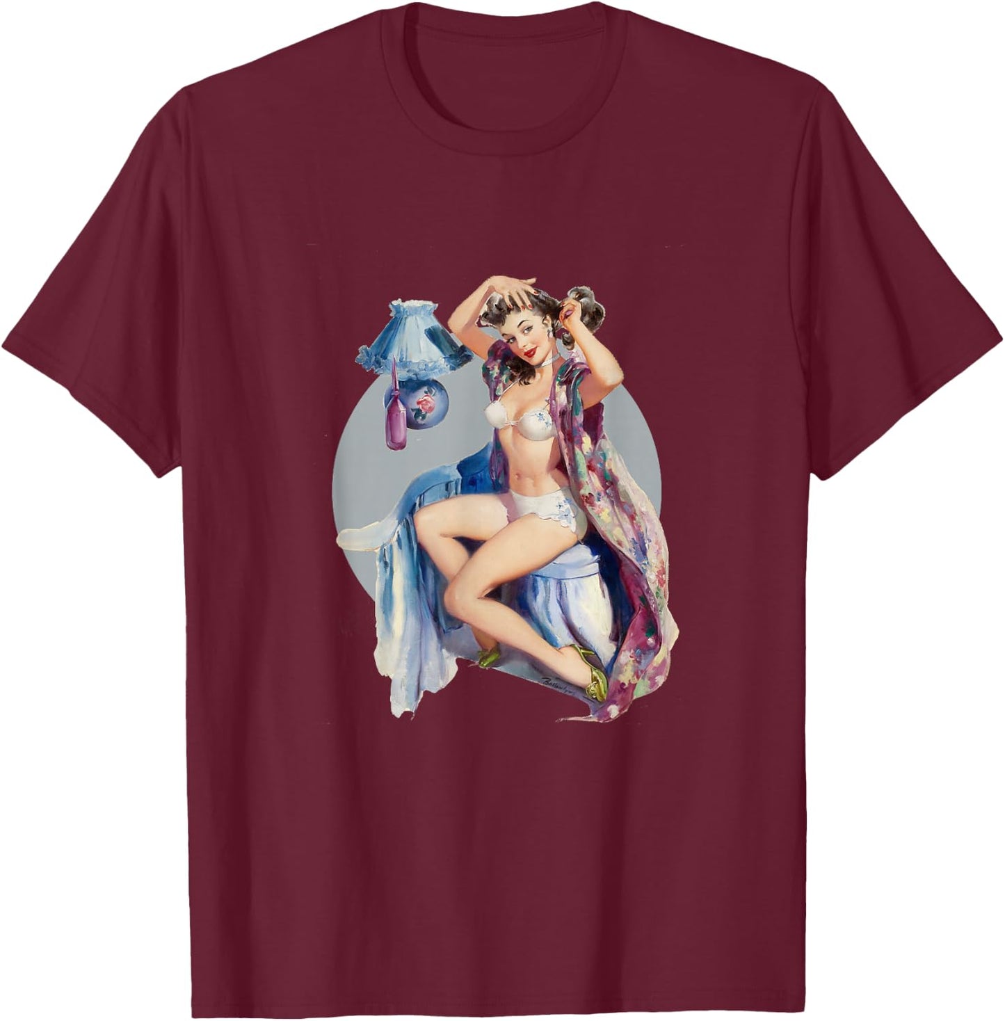 Vintage 1940's Pin-up Girl Sexy Classic Retro American Art T-Shirt - T-Shirt | Maroon