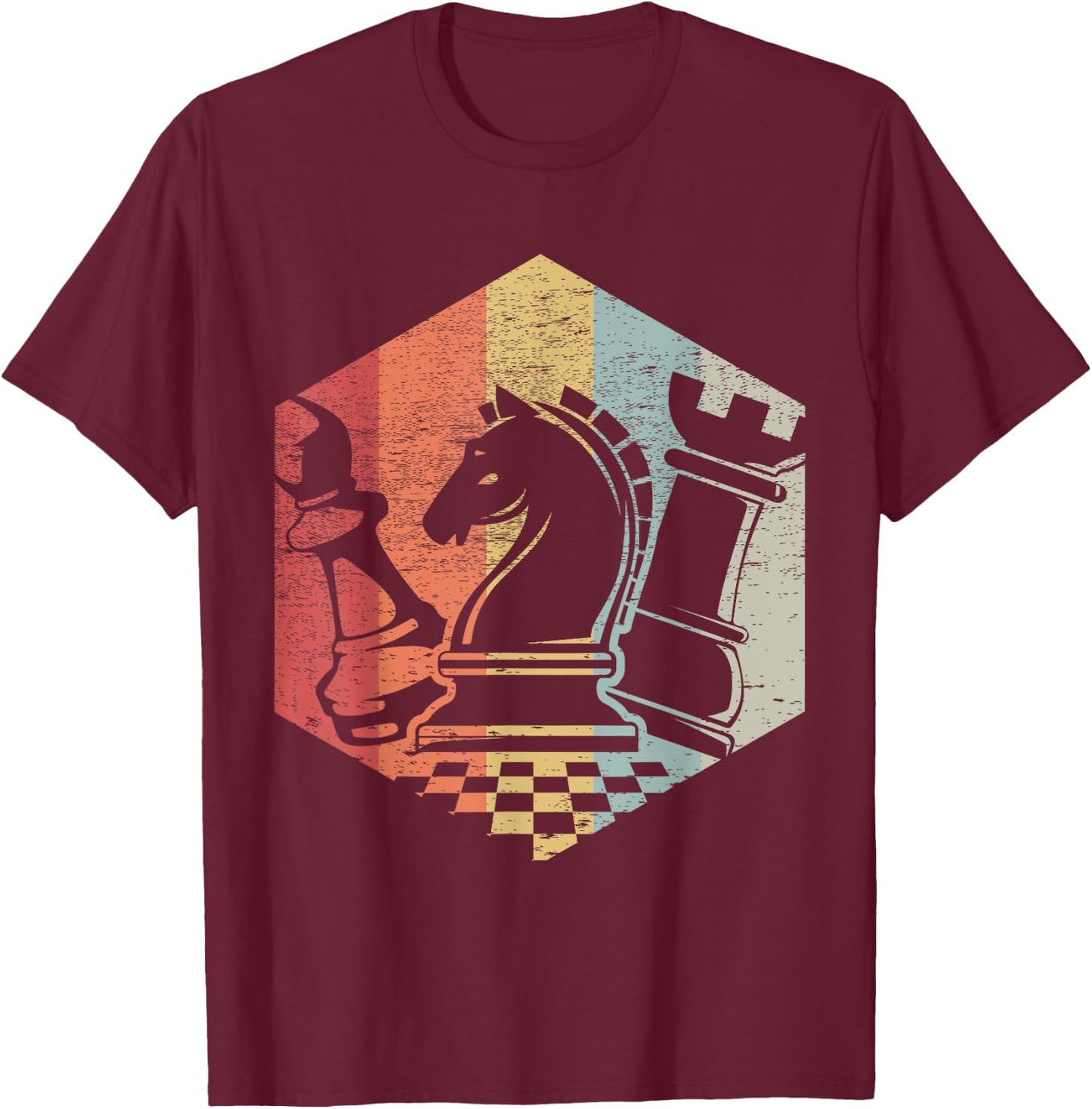 Retro Bishop Horse Rook | Funny Chess Shirt Gift T-Shirt - T-Shirt | Maroon
