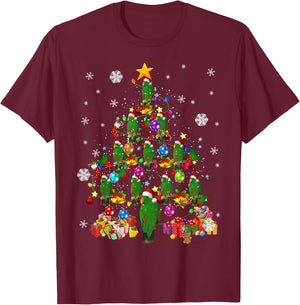Santa Eclectus Birds Christmas Tree Lights Santa Parrots T-Shirt - T-Shirt | Maroon