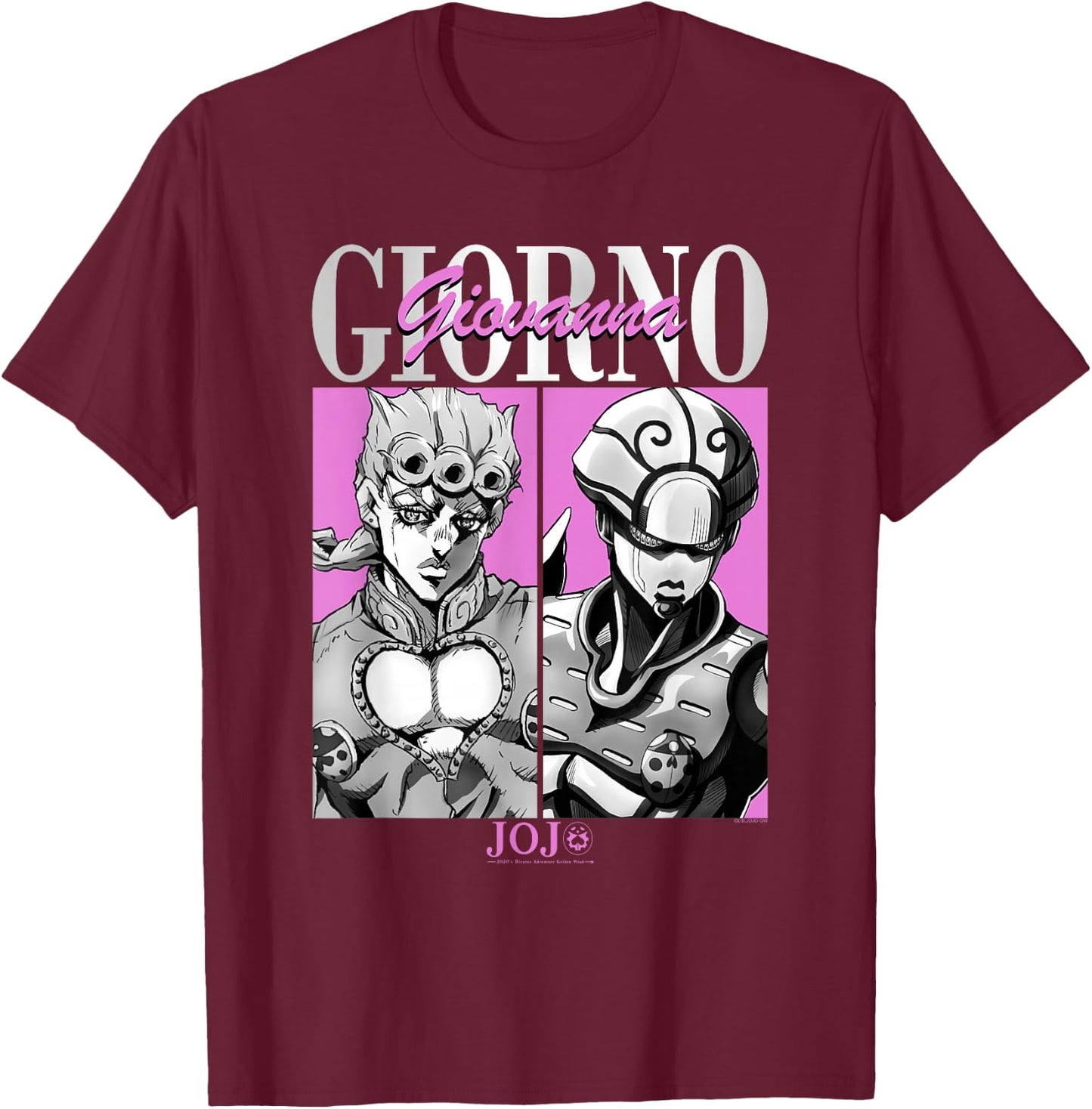 JoJo's Bizarre Adventure Giorno & Golden Wind Panels Anime T-Shirt - T-Shirt | Maroon