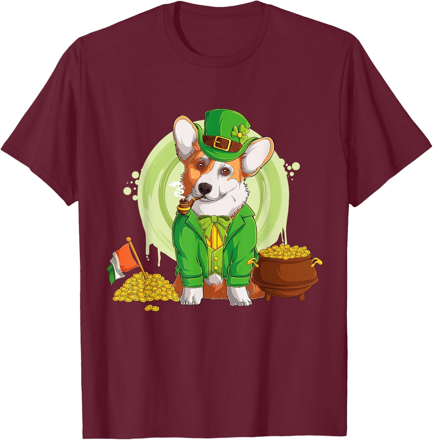 Welsh Corgi Dog Leprechaun Hat Irish Flag | St Patricks Day Women Kids T-Shirt - T-Shirt | Maroon