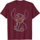 Disney Lilo & Stitch Neon Stitch Outline T-Shirt - T-Shirt | Maroon