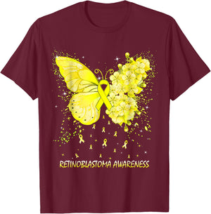 Butterfly Retinoblastoma Awareness Ribbon T-Shirt - T-Shirt | Maroon