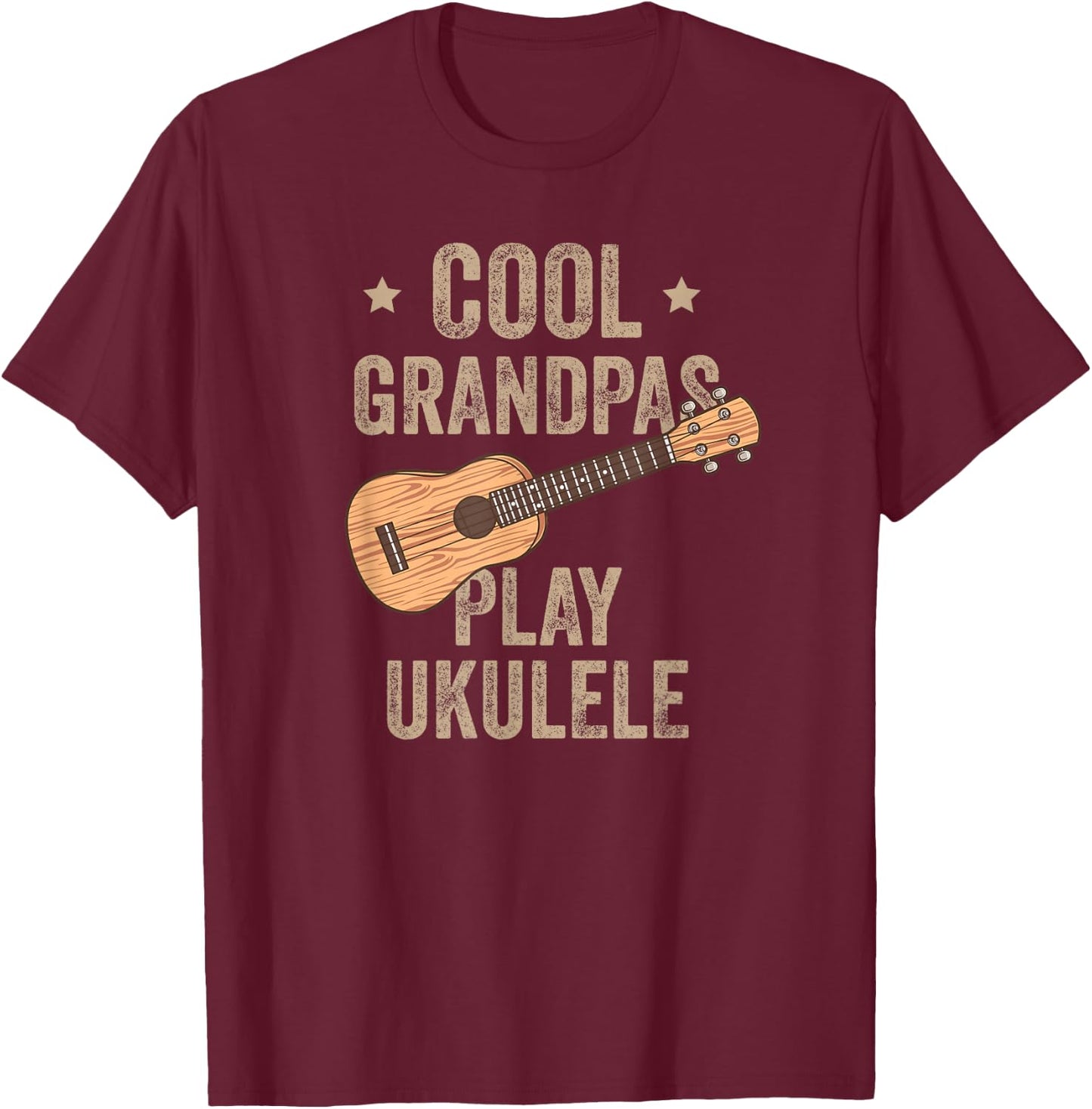 Cool Grandpas Play Ukulele Ukulele Music Guitar T-Shirt - T-Shirt | Maroon