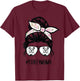 Staffie Mom messy bun hair glasses, Staffordshire Bull T-Shirt - T-Shirt | Maroon