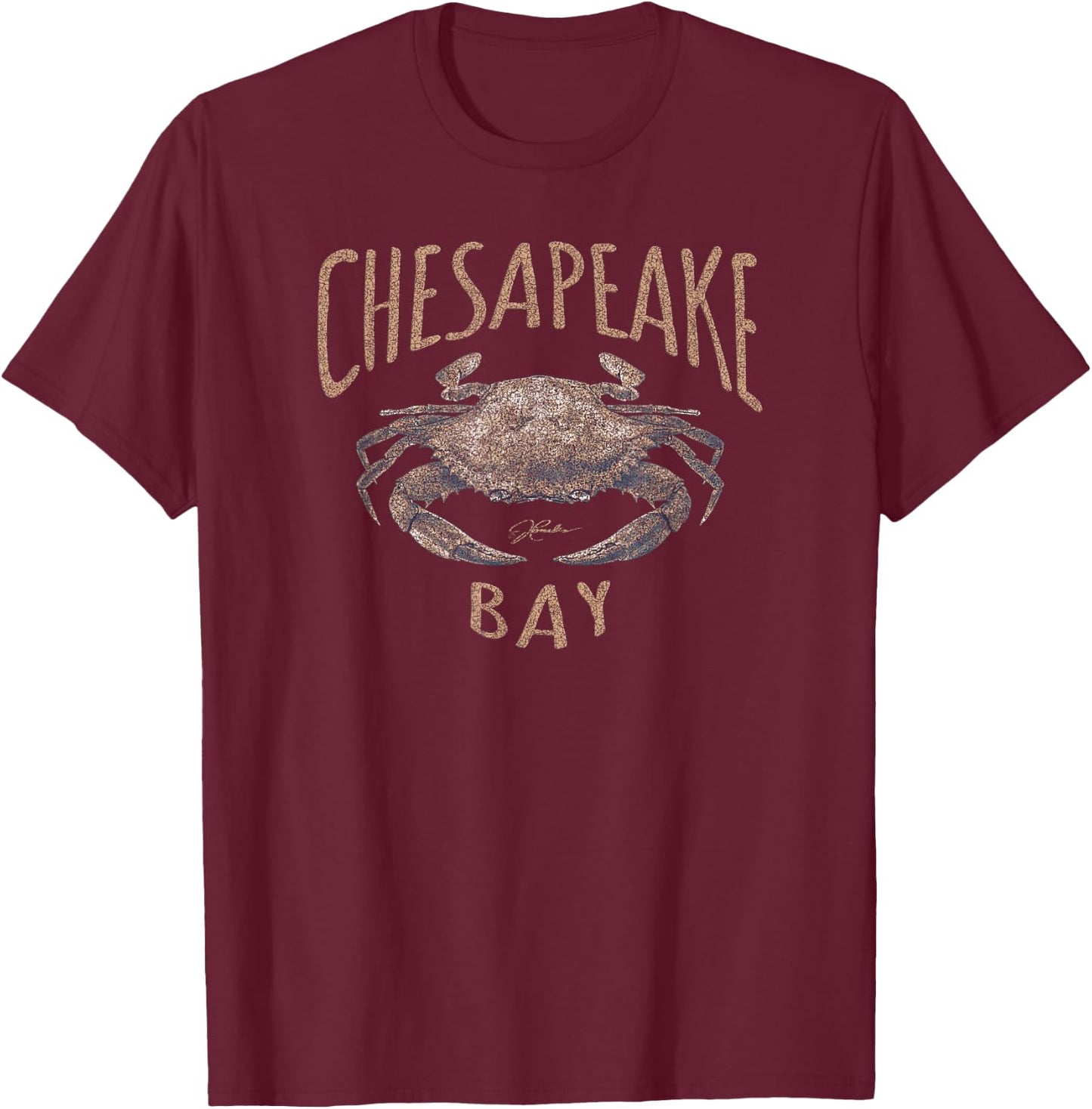 JCombs: Chesapeake Bay Blue Crab (Distressed) T-Shirt - T-Shirt | Maroon