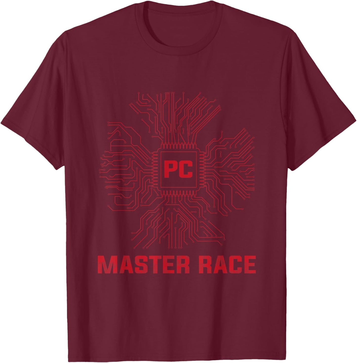 PC Computer Master Race CPU Gaming Gift Gamer T-Shirt - T-Shirt | Maroon