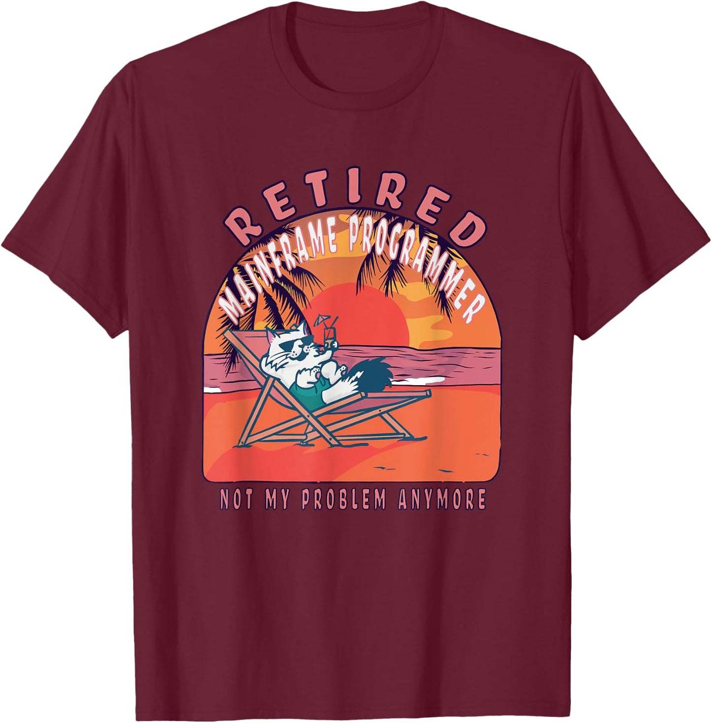 Retired Mainframe Programmer Funny Vintage Retirement T-Shirt - T-Shirt | Maroon