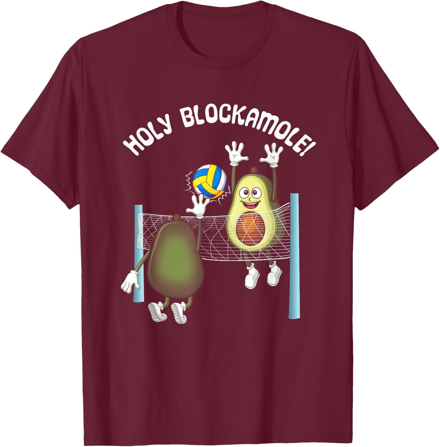 Holy Blockamole! Guacamole Player Blocker Volleyball T-Shirt - T-Shirt | Maroon