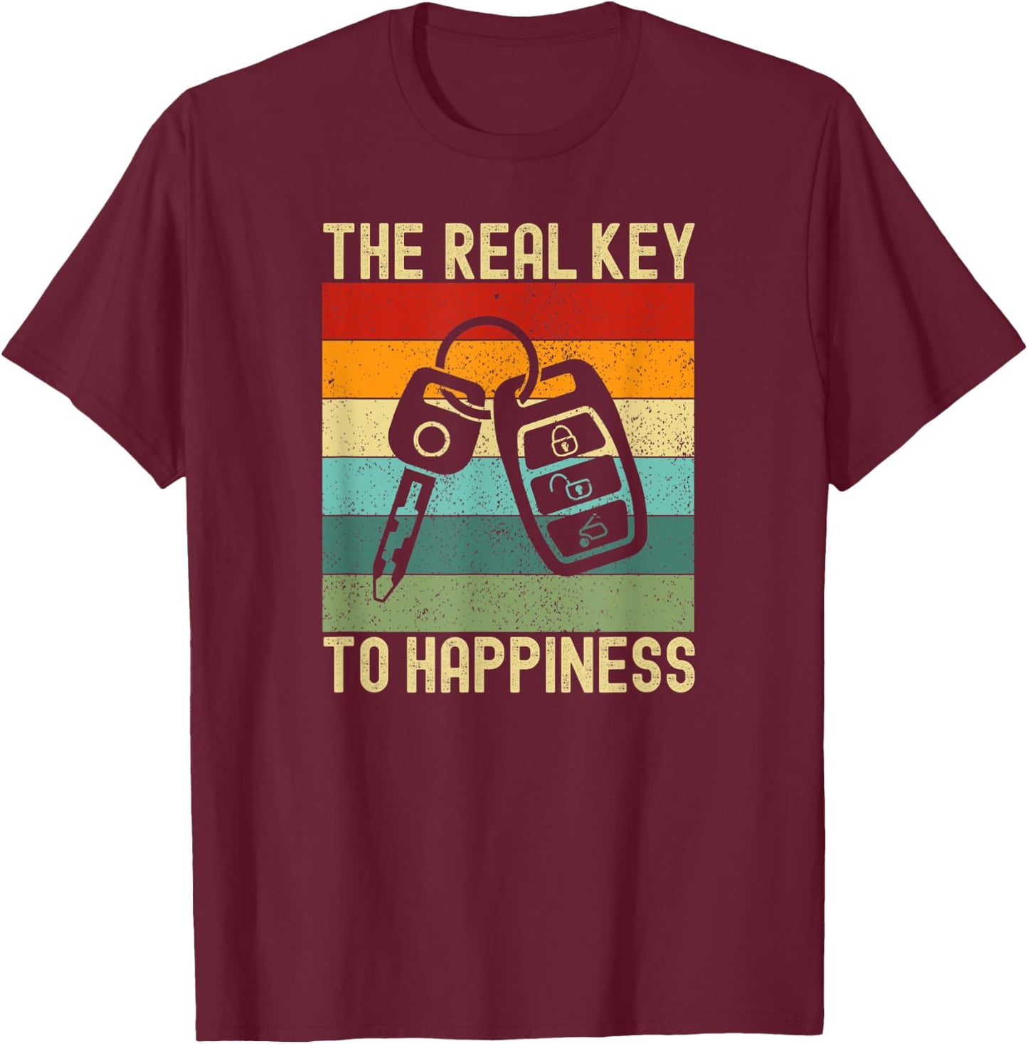 The Real Key to Happiness Car Guy Mechanic Enthusiast T-Shirt - T-Shirt | Maroon