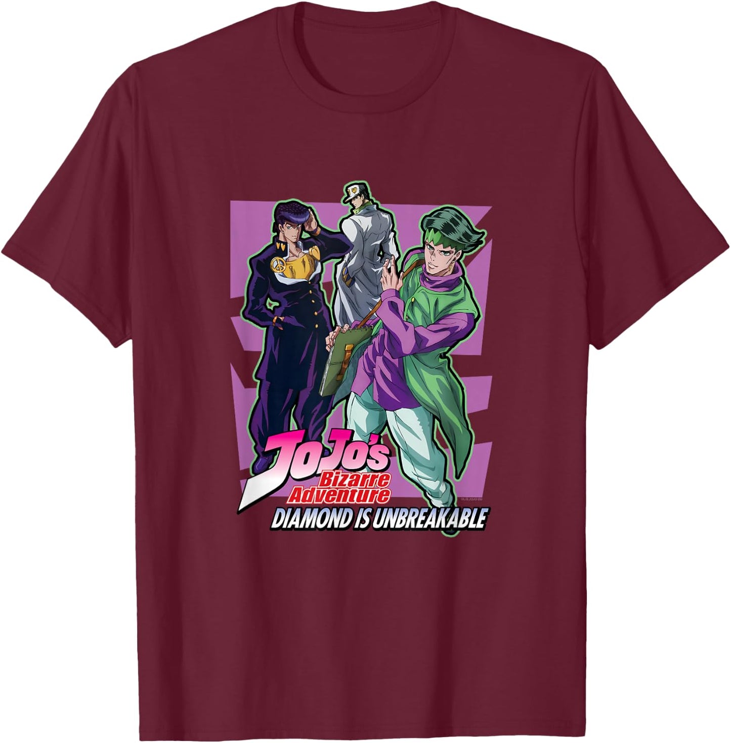 JoJo Diamond is Unbreakable Group Pose Josuke Rohan & Jotaro T-Shirt - T-Shirt | Maroon