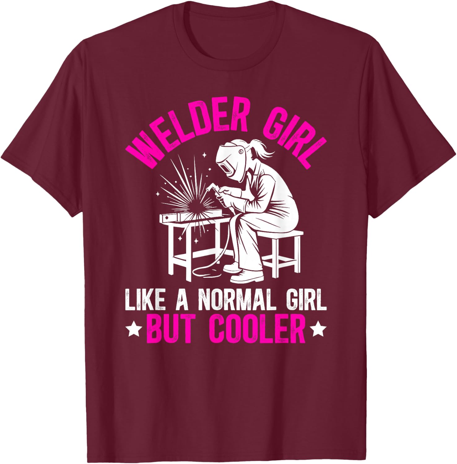 Welder Girl Definition Female Welder Women Welding Girl T-Shirt - T-Shirt | Maroon