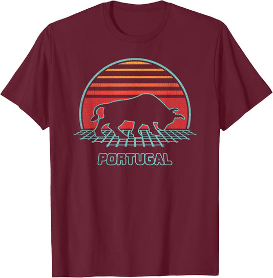 Portugal Retro Vintage 80s Style T-Shirt - T-Shirt | Maroon