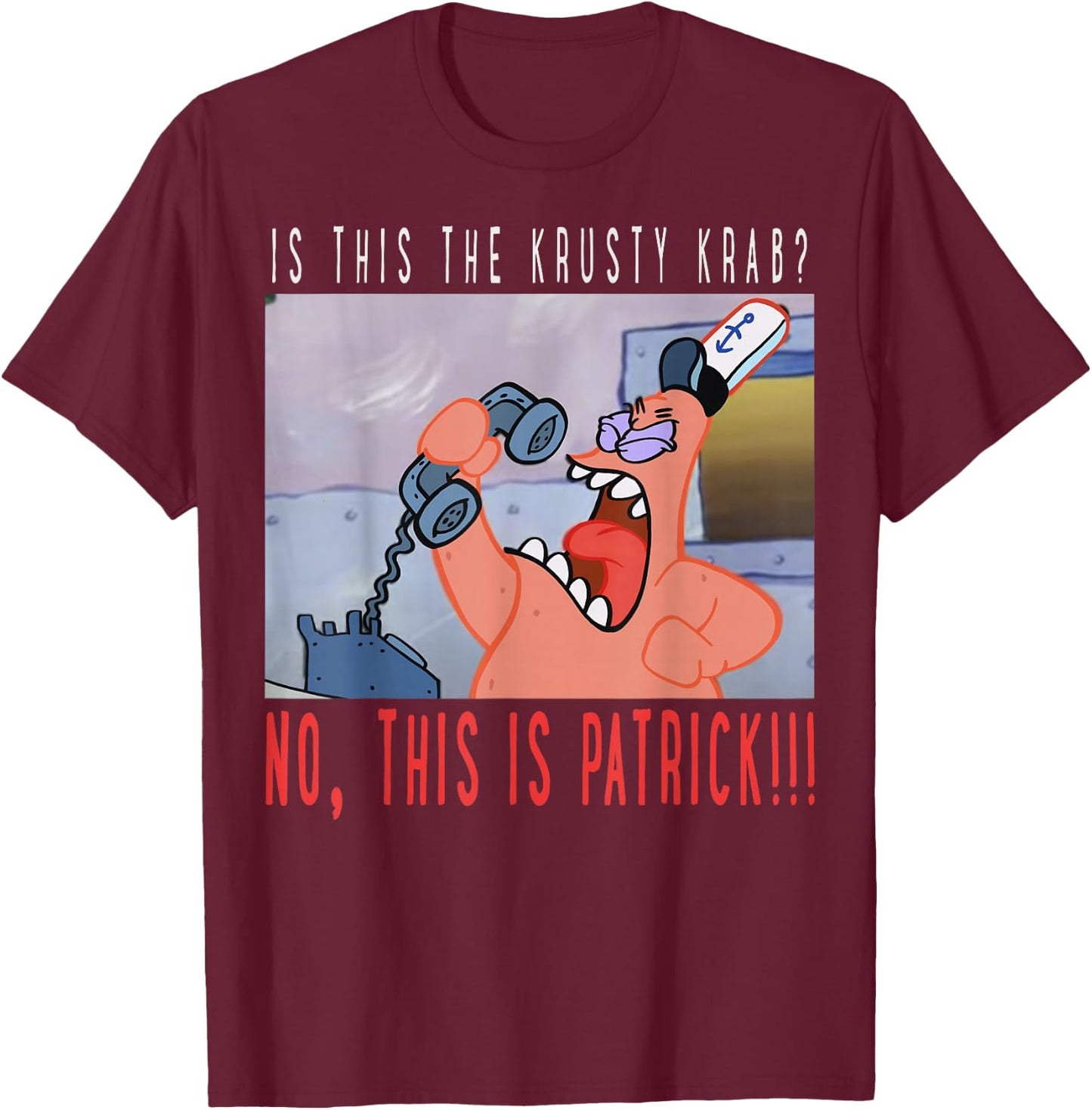 Spongebob Squarepants No This is Patrick Small T-Shirt - T-Shirt | Maroon