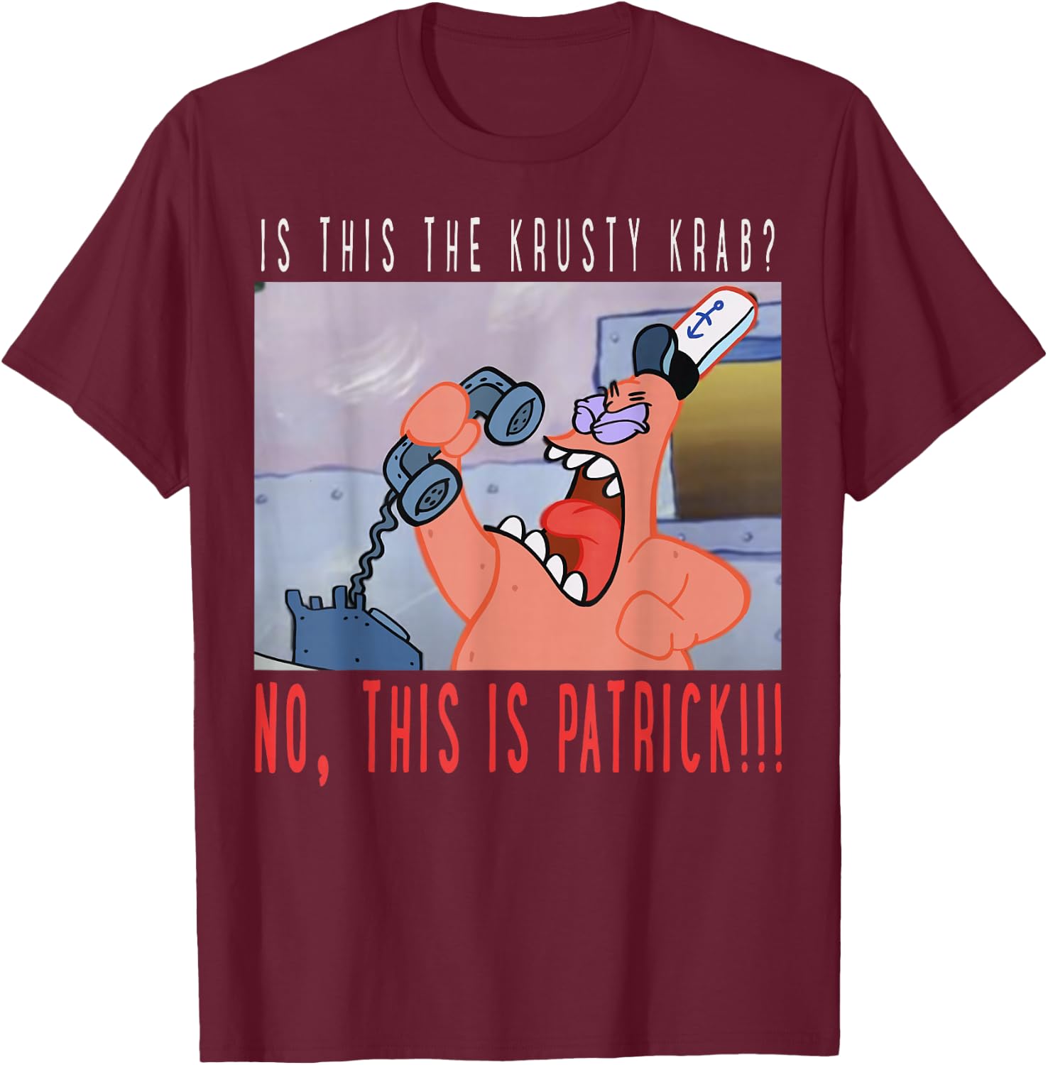 Spongebob Squarepants No This is Patrick Small T-Shirt - T-Shirt | Maroon