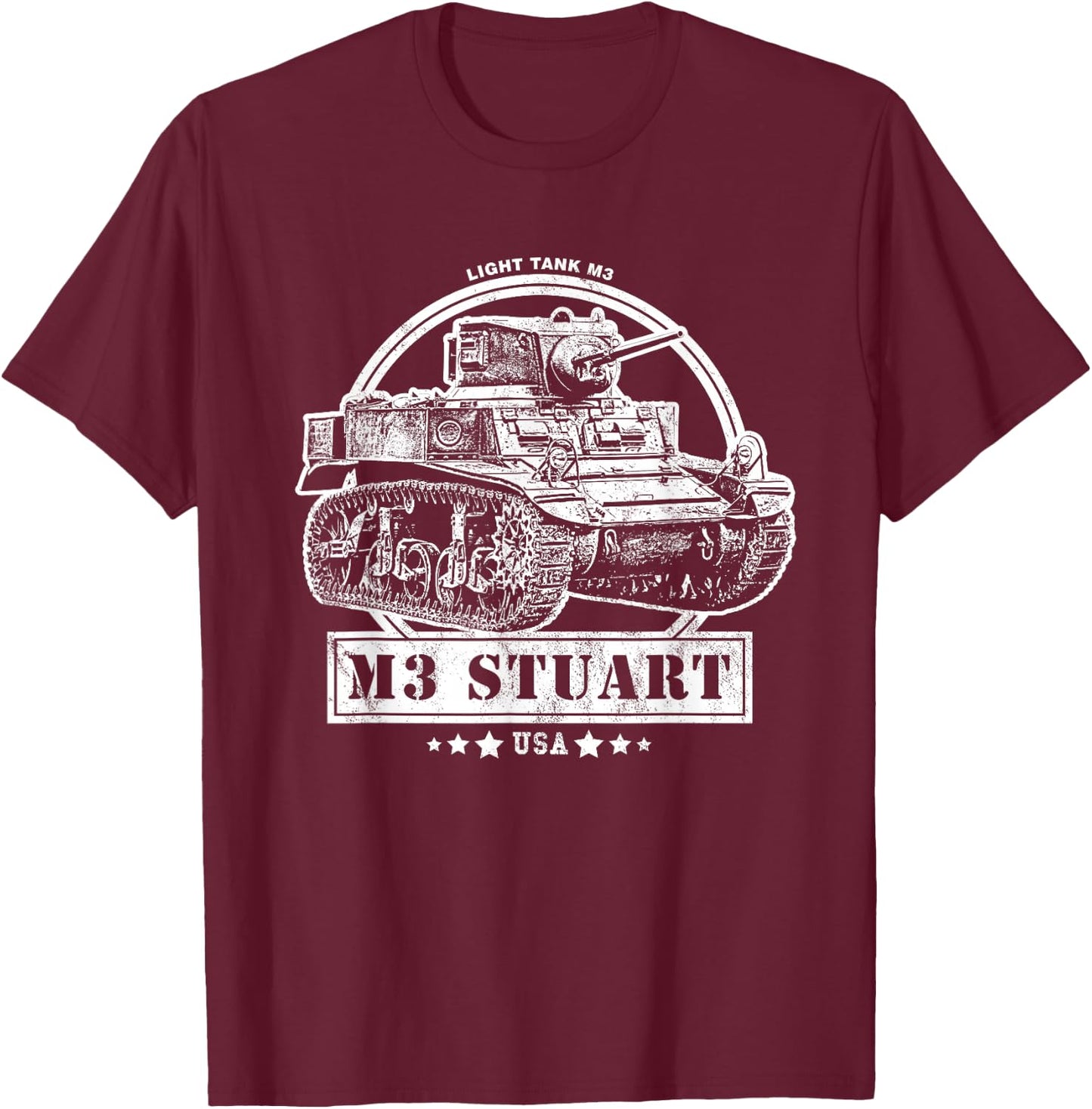 M3 Stuart - WW2 Tank T-Shirt - T-Shirt | Maroon