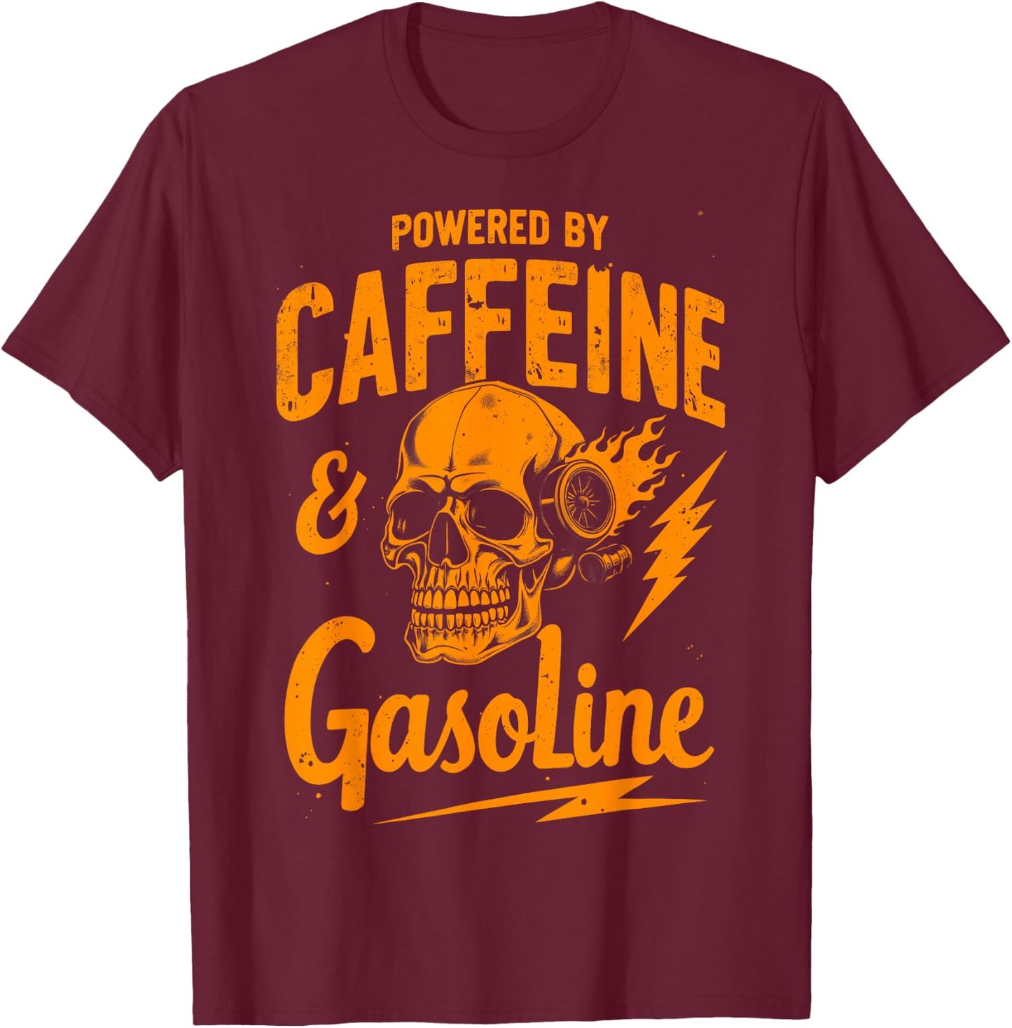 Powered by Caffeine and Gasoline Cool Mechanics T-Shirt - T-Shirt | Maroon