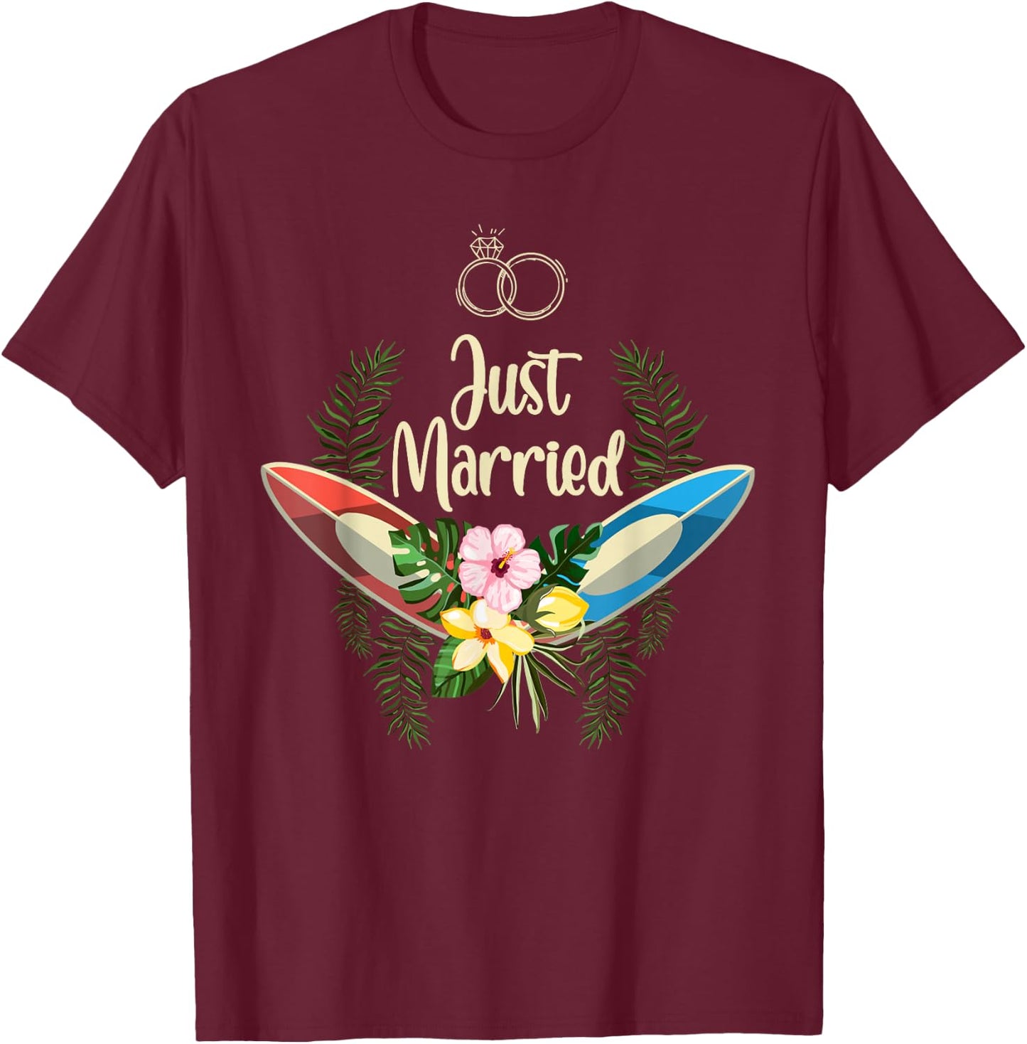 Hawaiian Honeymoon and newlyweds at Hawaii or Just maui'd T-Shirt - T-Shirt | Maroon