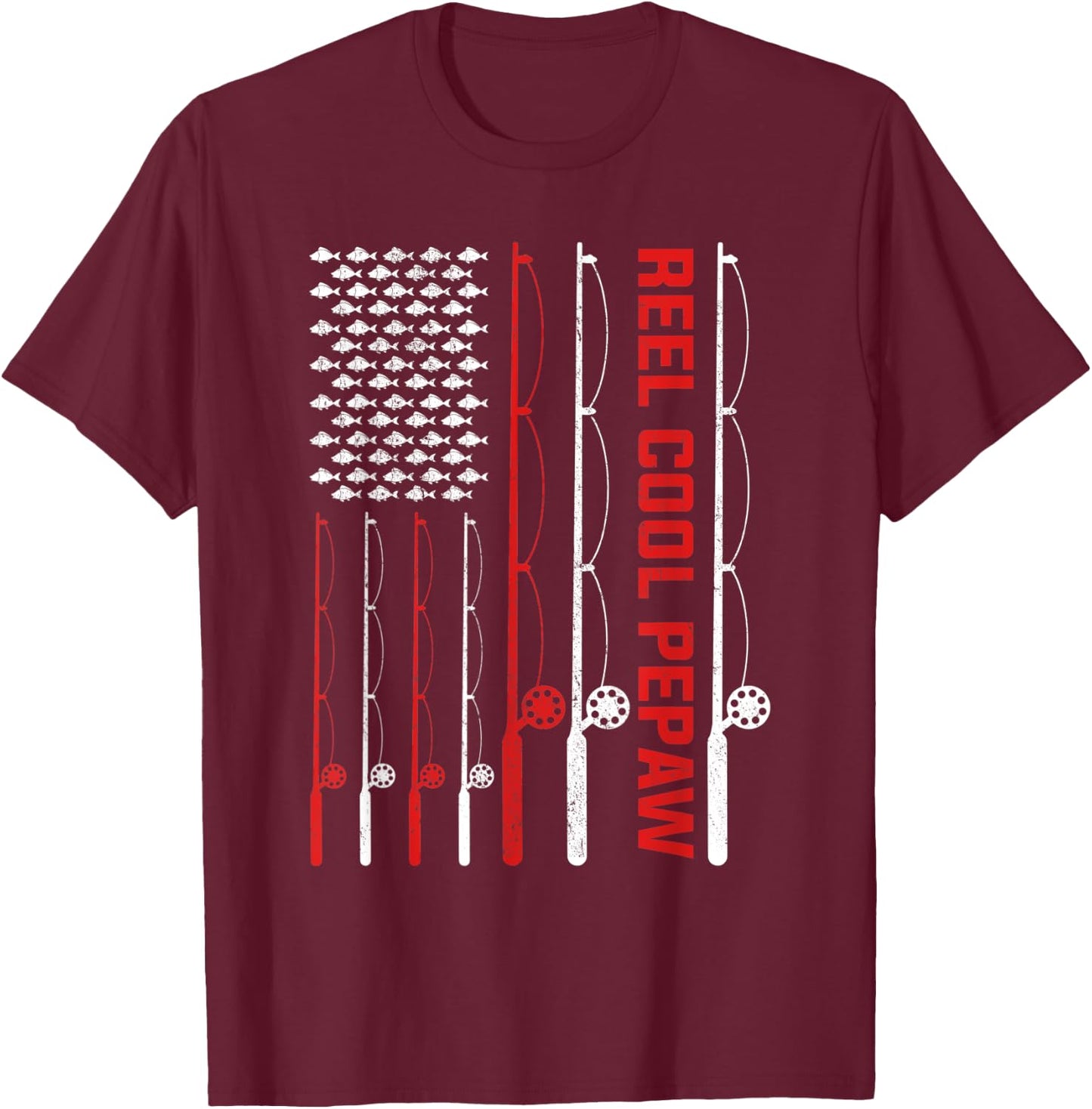 Reel Cool Pepaw Fathers Day Fishing Present T-Shirt - T-Shirt | Maroon