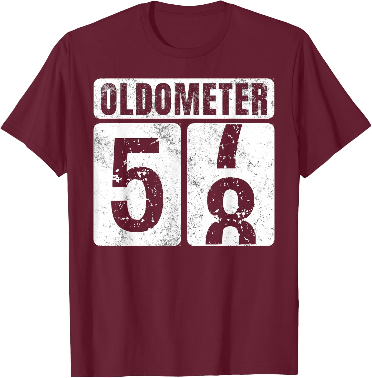 Oldometer 58 Shirt Vintage Funny 58th Birthday Gift T-Shirt - T-Shirt | Maroon