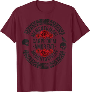 Stoicism Quote, Stoic Philosophy, Amor Fati, Memento Mori T-Shirt - T-Shirt | Maroon
