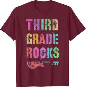 3rd GRADE ROCKS Teacher Rockstar Team THIRD Grader Is My Jam Men Women Kids T-Shirt - T-Shirt | Maroon