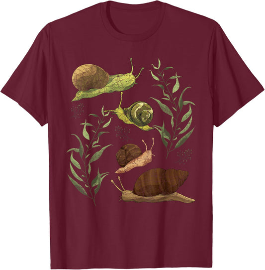 Sluggish Gastropod Nature Slug Animal Cottagecore Snail T-Shirt - T-Shirt | Maroon