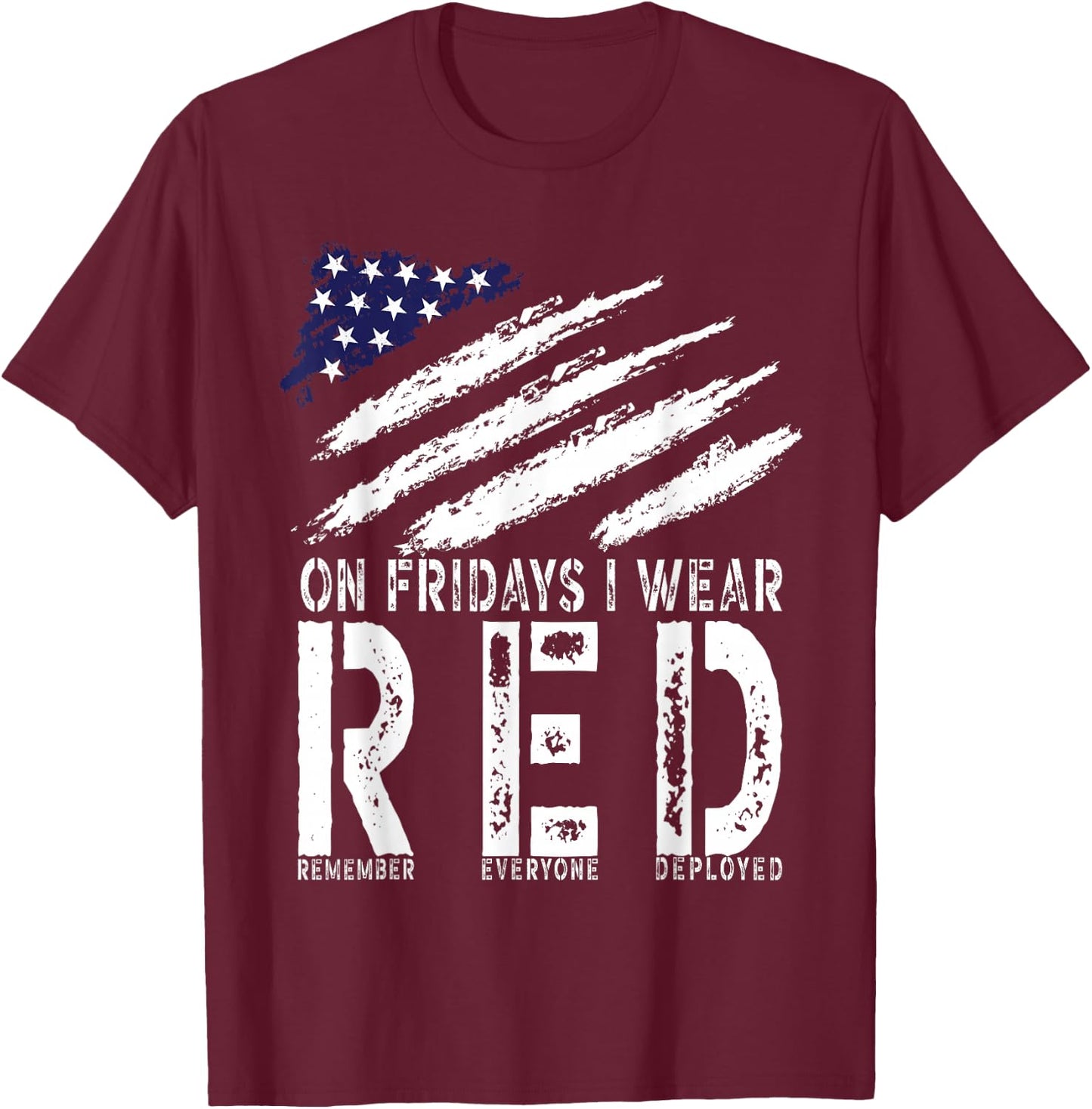 On Fridays I Wear Red USA Support American Troops T-Shirt - T-Shirt | Maroon
