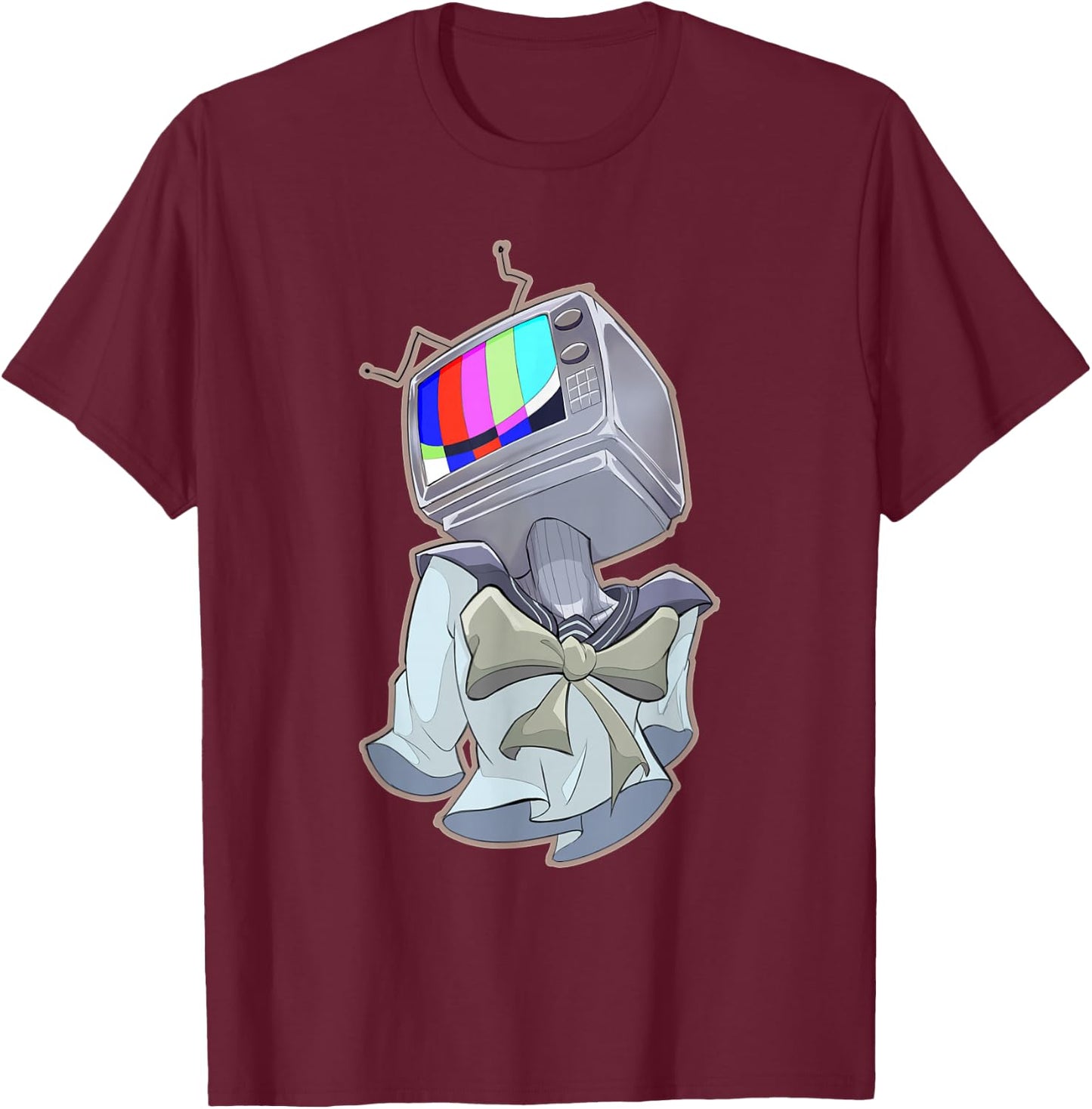 Weirdcore Shirt TV Man Head Surreal Dreamcore Aesthetic T-Shirt - T-Shirt | Maroon