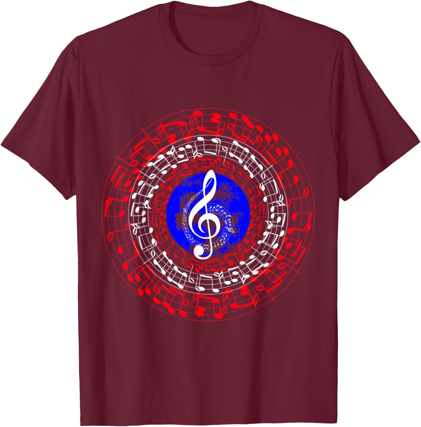 Superhero Captain Music Notes T-Shirt - T-Shirt | Maroon