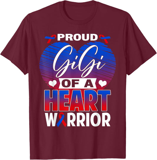Proud Gigi of A Heart Warrior CHD Awareness Month T-Shirt - T-Shirt | Maroon