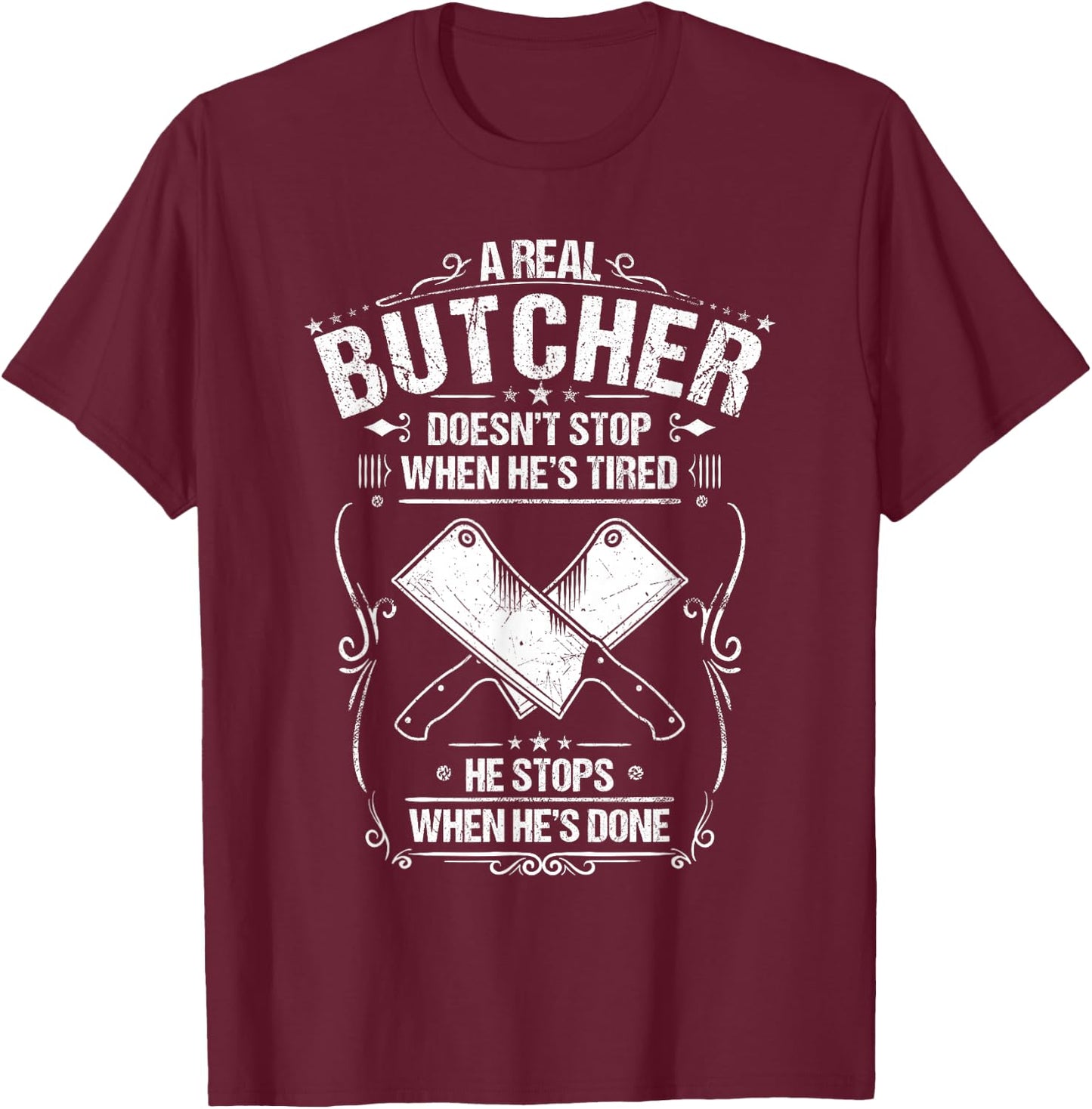 Butchery When He's Done Butcher T-Shirt - T-Shirt | Maroon