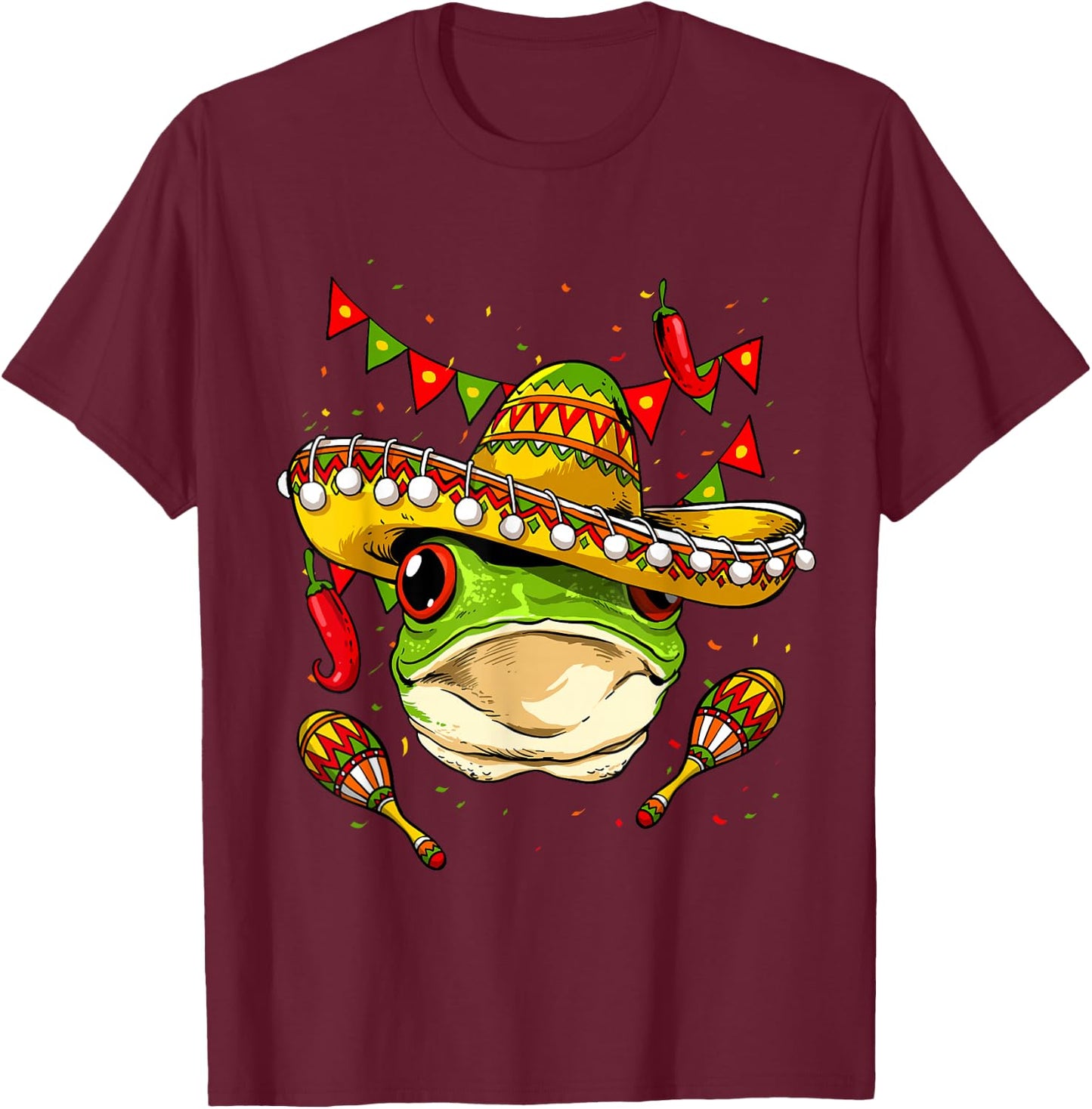 Funny Frog Cinco De Mayo Shirt Mexican Fiesta Party Poncho T-Shirt - T-Shirt | Maroon