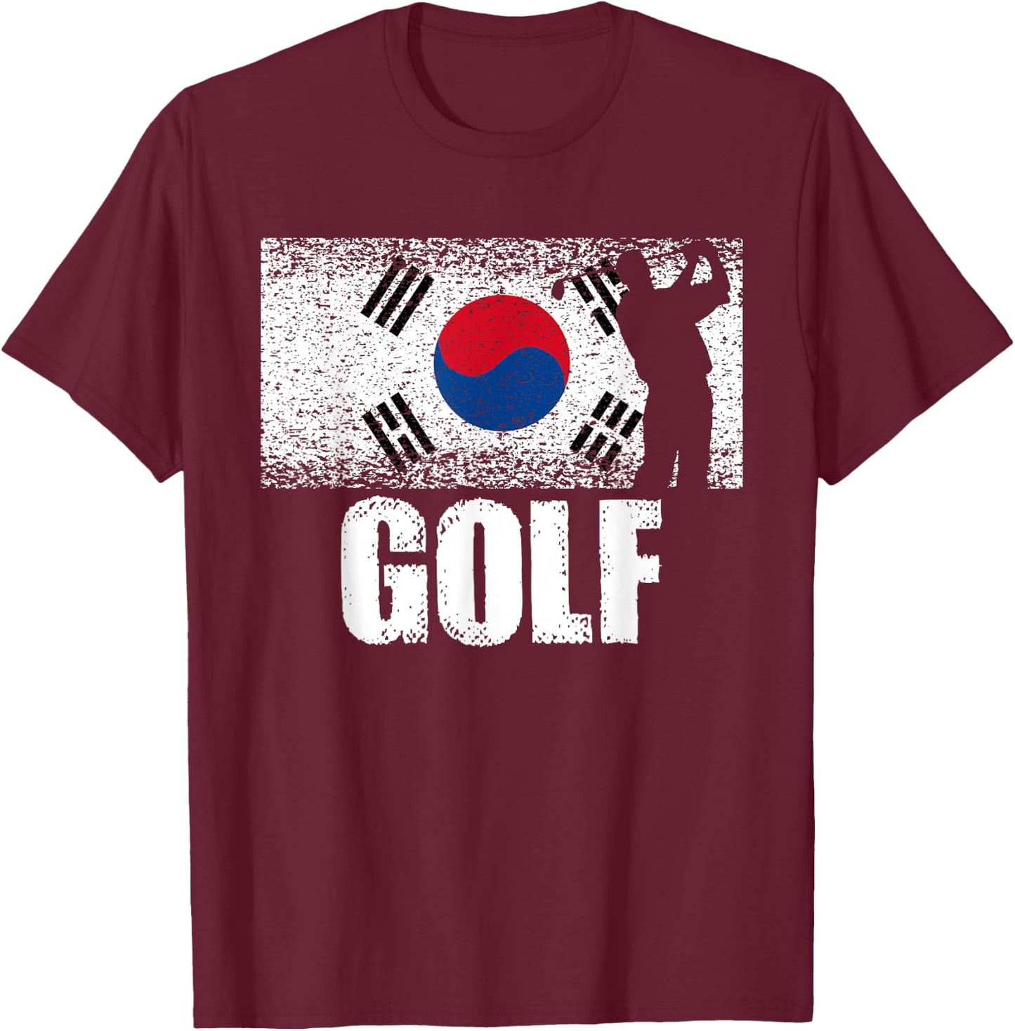 Golf sports, Korea flag, Korean golfer golfing T-Shirt - T-Shirt | Maroon