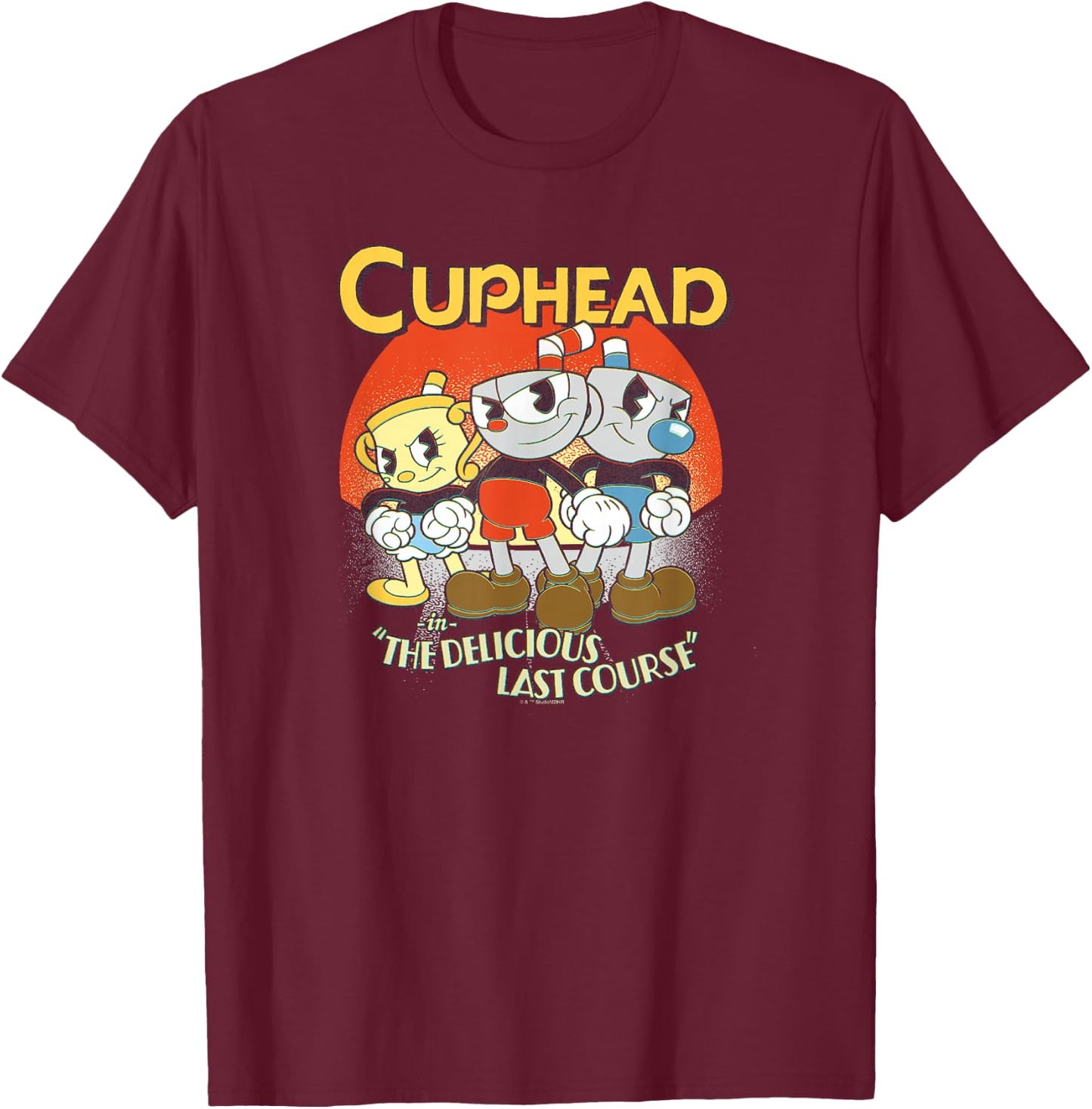Cuphead: The Delicious Last Course Group Poster T-Shirt - T-Shirt | Maroon