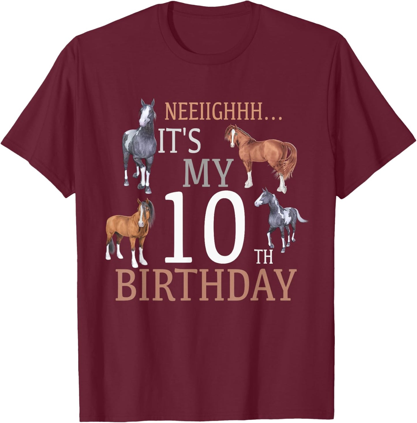 Its My 10th Birthday Shirt Horse Lover 10 Year Old Birthday T-Shirt - T-Shirt | Maroon
