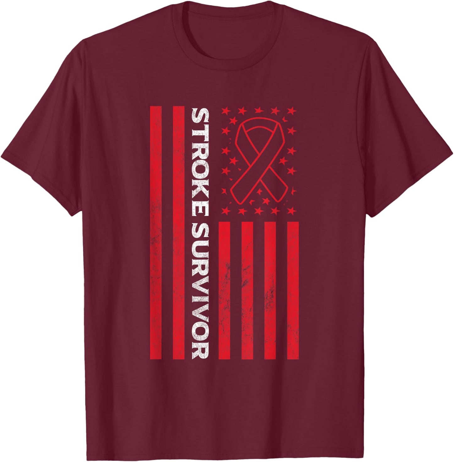 Flag Stroke Awareness Stroke Survivor T-Shirt - T-Shirt | Maroon