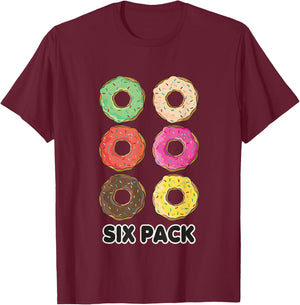 Funny Donut Six Pack Workout T-Shirt - T-Shirt | Maroon