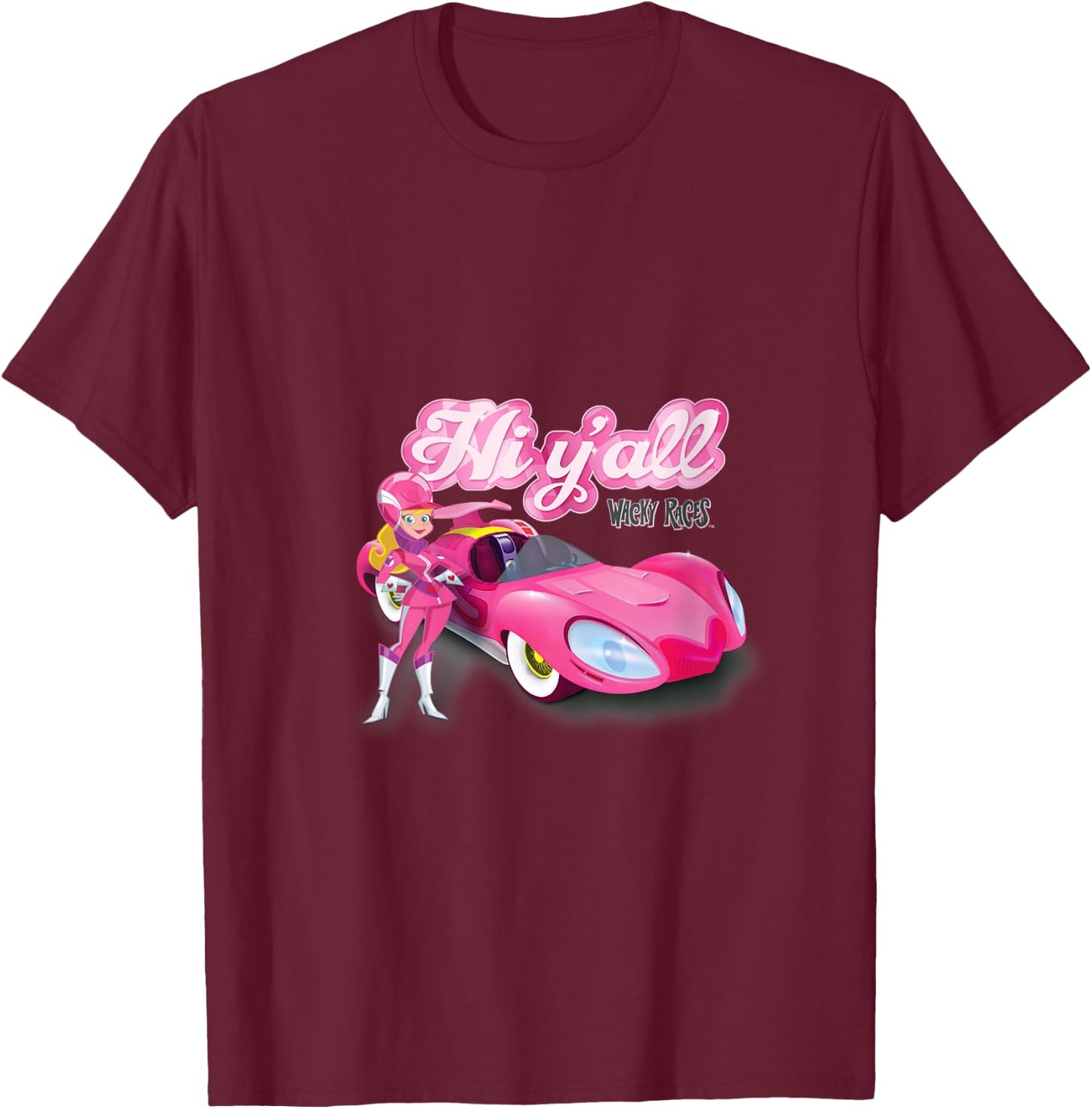 Wacky Races Penelope Pitstop Hi Y'all V-Neck T-Shirt - T-Shirt | Maroon