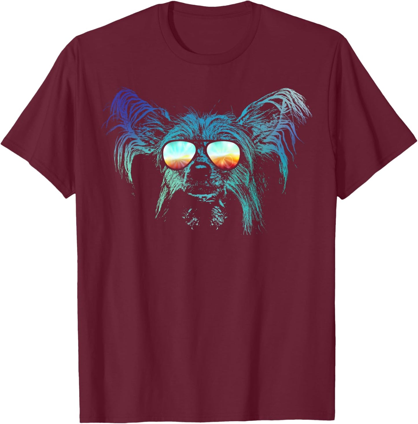 Neon Dog Chinese Crested Women Girls Kids T-Shirt - T-Shirt | Maroon
