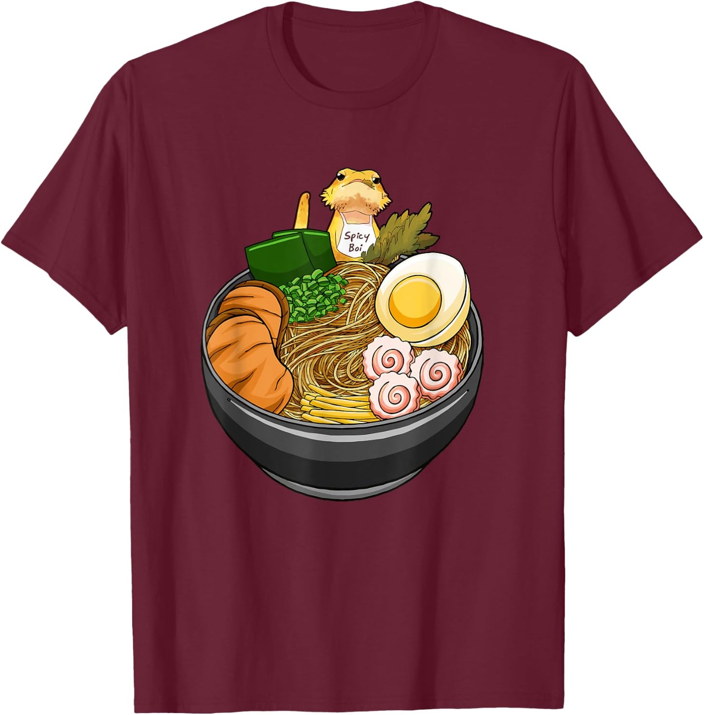 Bearded Dragon Ramen Noodles Kawaii Japanese Anime Kids T-Shirt - T-Shirt | Maroon