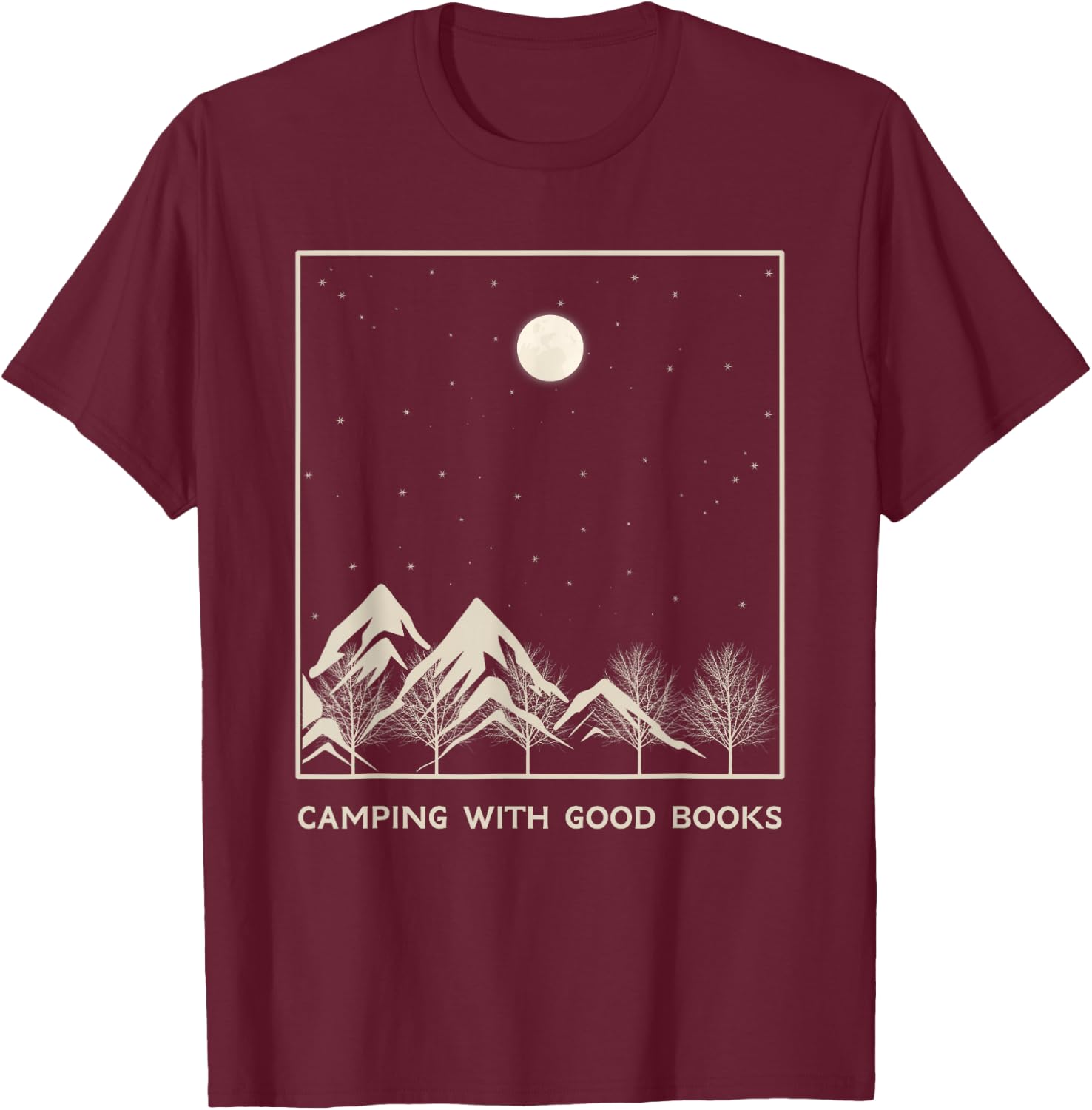 Camping Book Lover Reader Camper Bookworm Librarian Read T-Shirt - T-Shirt | Maroon