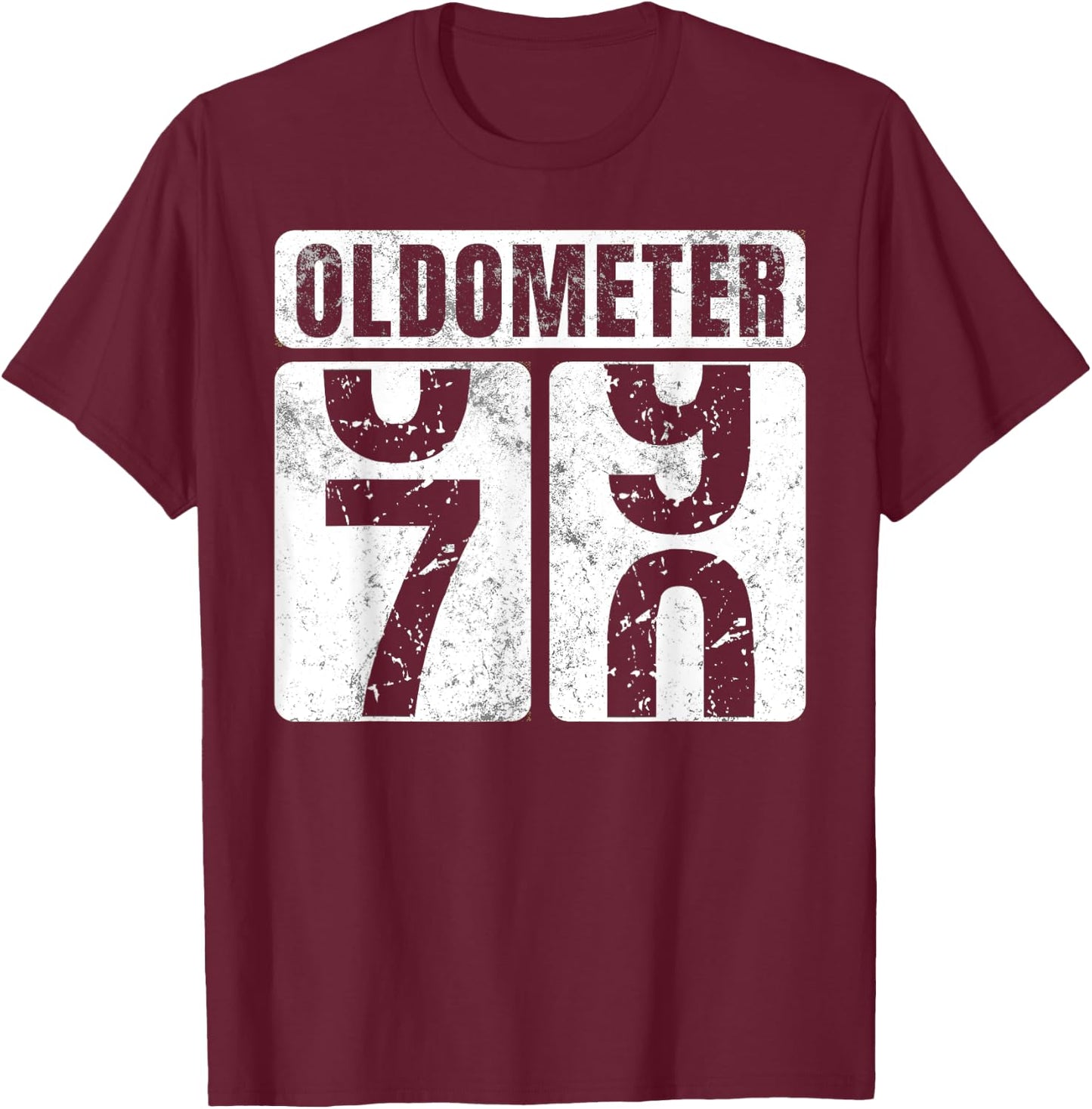 Oldometer 70 Shirt Vintage Funny 70th Birthday Gift T-Shirt - T-Shirt | Maroon