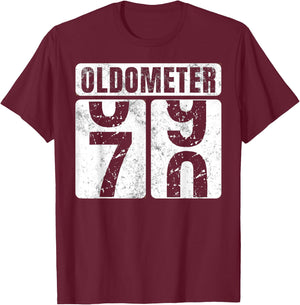 Oldometer 70 Shirt Vintage Funny 70th Birthday Gift T-Shirt - T-Shirt | Maroon