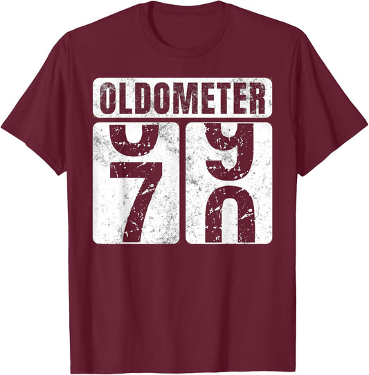 Oldometer 70 Shirt Vintage Funny 70th Birthday Gift T-Shirt - T-Shirt | Maroon