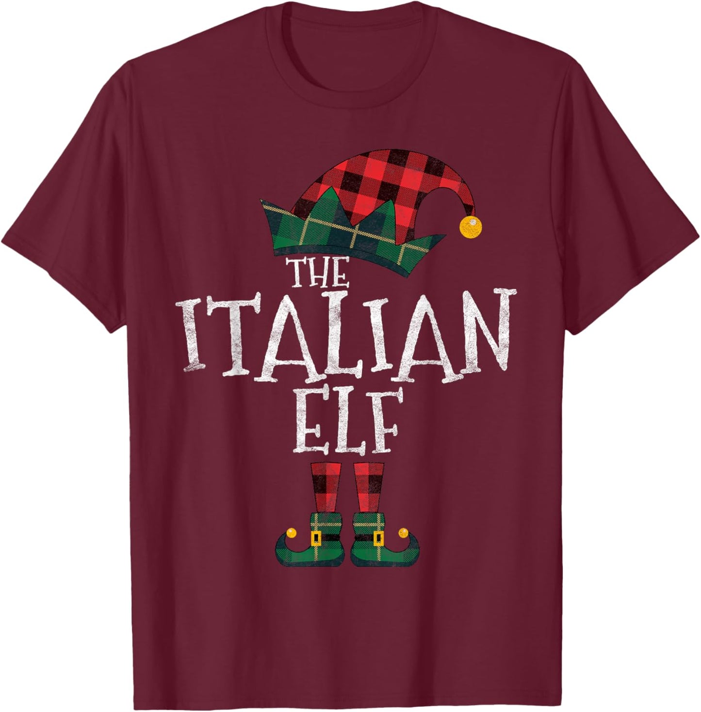 The Italian Elf Matching Family Group Gift Funny Christmas T-Shirt - T-Shirt | Maroon