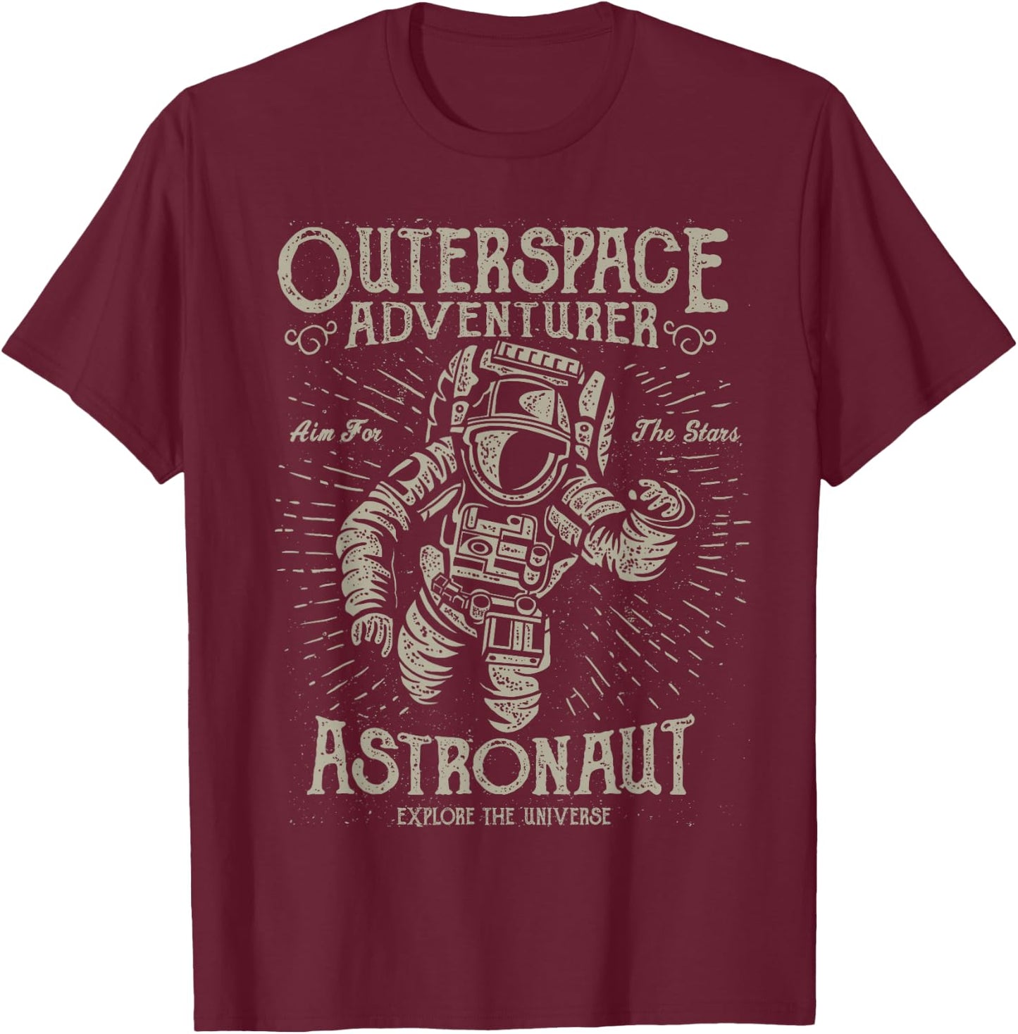 Vintage Astronaut Spaceman Universe Outer Space Astronaut T-Shirt - T-Shirt | Maroon