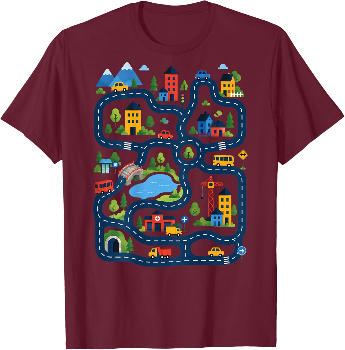 (On Back) Tired Dads Club Car Race Track On Dad Father's Day T-Shirt - T-Shirt | Maroon